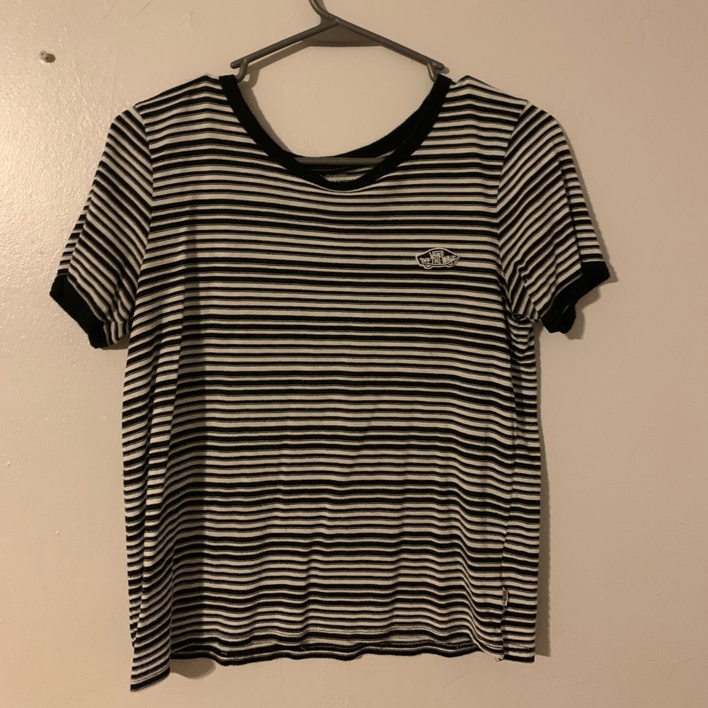 black and white Vans shirt